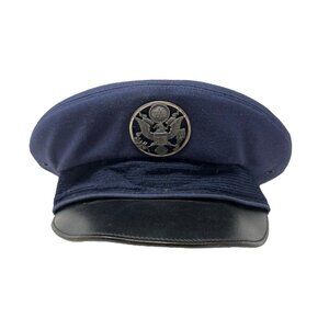 VTG USAF Air Force Mens Dress Hat Cap Blue Garrison Type 1 Enlisted Size 6 7/8